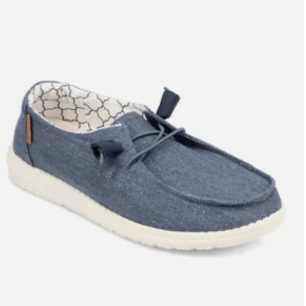 Hey Dude Kids Wendy Youth Sparkling Denim Loafer Slip on shoes sz Y2-L3